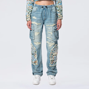 Selected, Smoke Rise, Straight Tapestry Jeans, blue