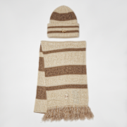 Unselected, New Era, Stripe Scarf Beanie Set (2 Piece), multi-colour