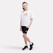 Selected, New Balance, Stacked Logo Tee And Cycle Short Set, black