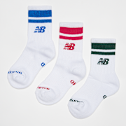 Wybrane, New Balance, 3 PACK - Kids Everyday Stripe Midcalf Socks, biały (Wyprzedane)