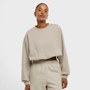 Selected, Urban Classics, Ladies Cropped Gathered Sweatshirt, beige