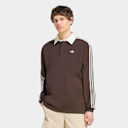 Selected, adidas Originals, 3-Stripes Rugby Longsleeve Polo, brown