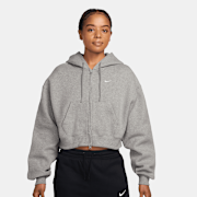 Unselected, Nike  , Studio Fleece Mid Waist Oversized Crop Full Zip Hoodie, grey (Sold-out)