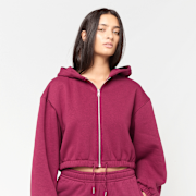 Unselected, Urban Classics, Ladies Fluffy Cropped Zip Hoodie, red