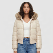 Unselected, Urban Classics, Ladies Bomber Fake Fur Hooded Jacket, beige