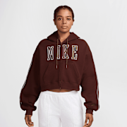 Unselected, Nike, Studio Fleece Medium Weight Oversized Crop Full-Zip, Red (Sold-out)