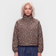 Unselected, Decibel, Polka Dot Funnel Neck Jacket, brown