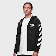 Selected, Off-White, Diagonal Full Zip Hoodie, black