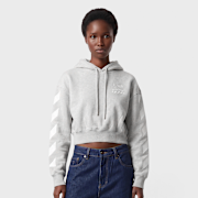 Unselected, Off-White, crop hoodie med grey heather, grey