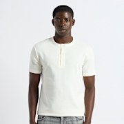 Unselected, Burocs, Rib Henley T-Shirt, beige