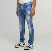 Unselected, 2Y STUDIOS, VICTOR RIPPED SLIM FIT JEANS Washed Grey, blue