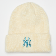 Selected, New Era, Female Wide Cuff Beanie New York Yankees light cream/blue, beige