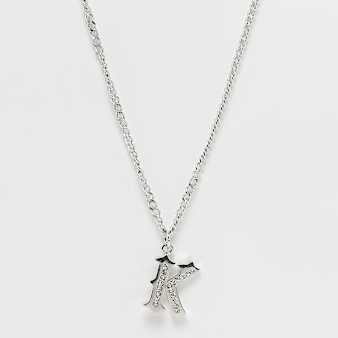 Karl Kani, Rhinestone Pendant Cuban Link Chain, silver