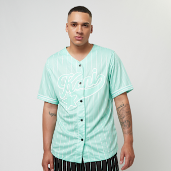 Karl Kani, Star Logo Pinstripe Baseball Shirt, niebieski