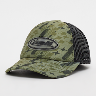 Capacité, Logo Rubber Badge Camo Trucker Cap, green