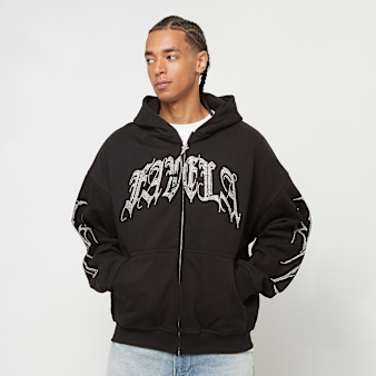 FAVELA, Ribcage Rhinestone Frontzip, black