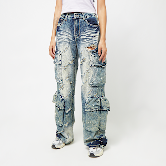 Smoke Rise, Distressed High Rise Wide Leg, blue