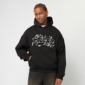 FAVELA, Fabric Patch Embroidery Black Hoodie, black