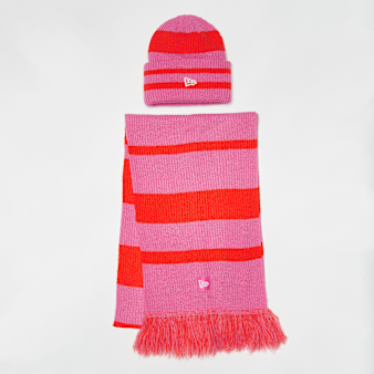 New Era, Stripe Scarf Beanie Set (2 Piece), multi-colour