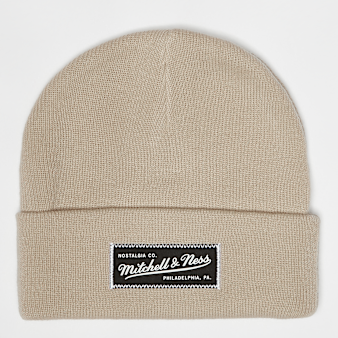Mitchell & Ness, Branded Patch Logo Beanie, beige