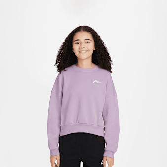 Nike, Sportswear Club Fleece Boxy Crew Low Brand Read, purple
