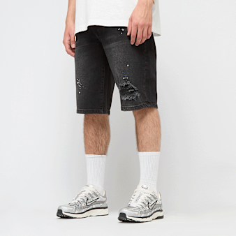 2Y STUDIOS, Leonardo Ripped Slim Fit Shorts, black