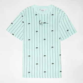 Karl Kani, Signature Palm Pinstripe T-Shirt Junior, turquoise