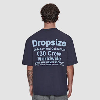 DropSize, Heavy Oversized World Wide T-Shirt, blue