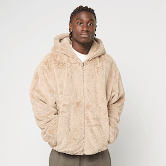 Urban Classics, Full Zip Faux Fur Hoodie whitesand, beige