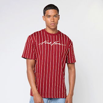 Karl Kani, Autograph Pinstripe Jersey Boxy T-Shirt, red