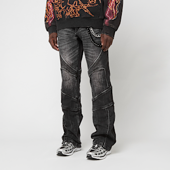 Smoke Rise, COLOR BLOCK & PIPING JEANS WILLOW BLACK, black