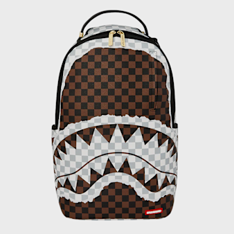 SPRAYGROUND, Cream and Brown Tear Check Backpack, brown