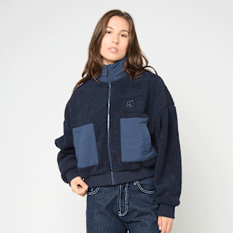Karl Kani, OG Crop Teddy Bomber Jacket, blue