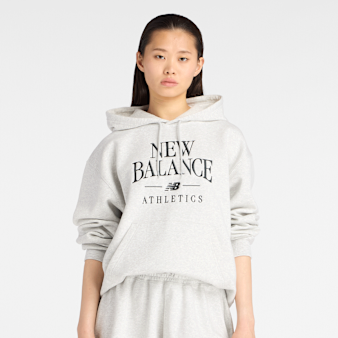 New Balance, Linear Heritage Fleece Hoodie, szary