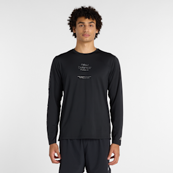 New Balance, Reflective Poly Long Sleeve T-Shirt, black