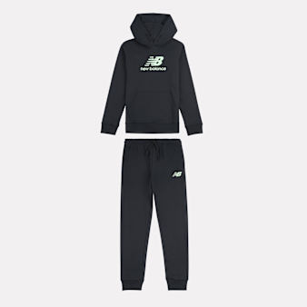 New Balance, Set French Terry Stacked Logo Hoodie & Jogger, black