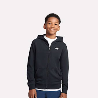 New Balance, French Terry Small Logo Full Zip Hoodie, black