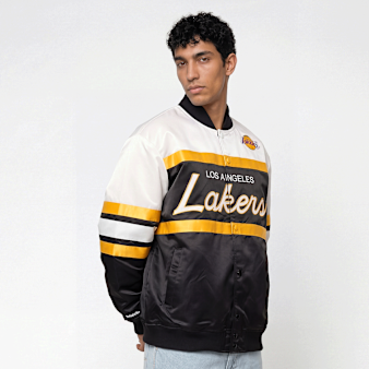 Mitchell & Ness, NBA L.A. Lakers Team Color Head Coach Light Weight Satin Jacket, black