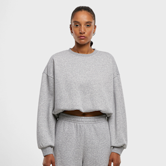 Urban Classics, Ladies Cropped Gathered Sweatshirt, grey