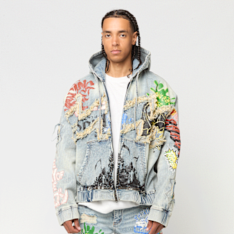 Smoke Rise, Graffiti Denim Jacket, blue