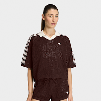 adidas Originals, Knitted Crochet Polo, brown
