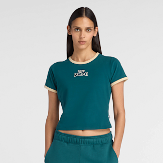 New Balance, Linear Heritage Ringer T-Shirt, green