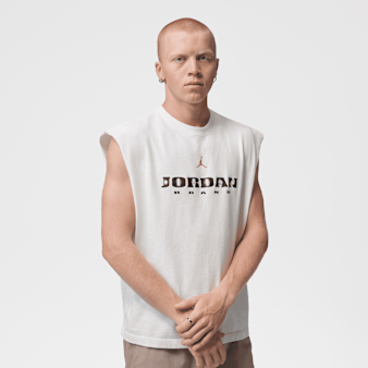 Jordan, Brooklyn Graphic Sleeveless Muscle Top, beige