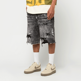 Smoke Rise, Artisan Vintage Washed Denim Shorts, grey