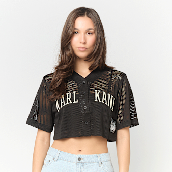 Karl Kani, Mesh Cropped Baseball Shirt, black