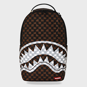 SPRAYGROUND, Drip Check Shark Backpack Brown & Cream, brown