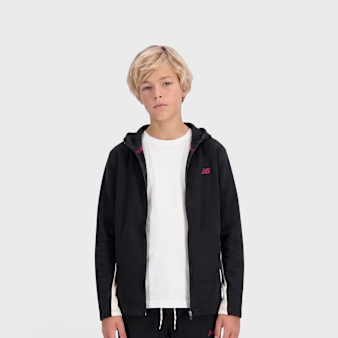 New Balance, Panelled Full Zip Hoodie, black