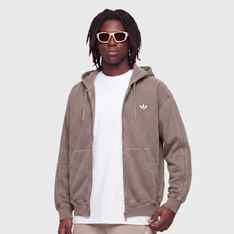 adidas Originals, Washed Full Zip Oversized Hoodie, brown