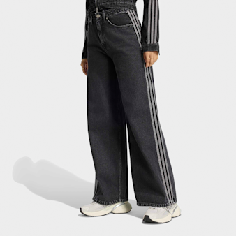 adidas Originals, High Rise Wide Leg Denim Pants, black