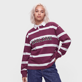 Karl Kani, College Stripe Boxy Rugby Shirt, purple